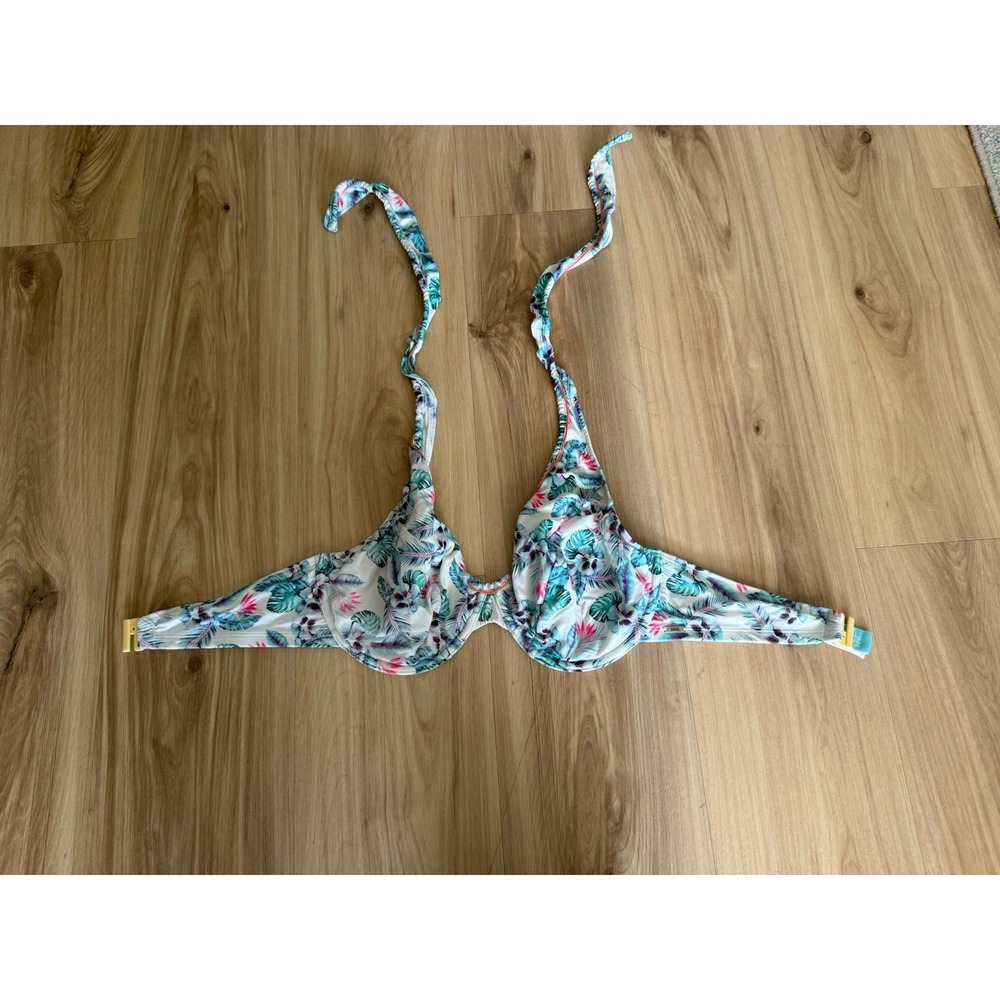 Panache 34F  Elle Unlined Bikini Top SW0872 Tropical Blue White‎ #0446